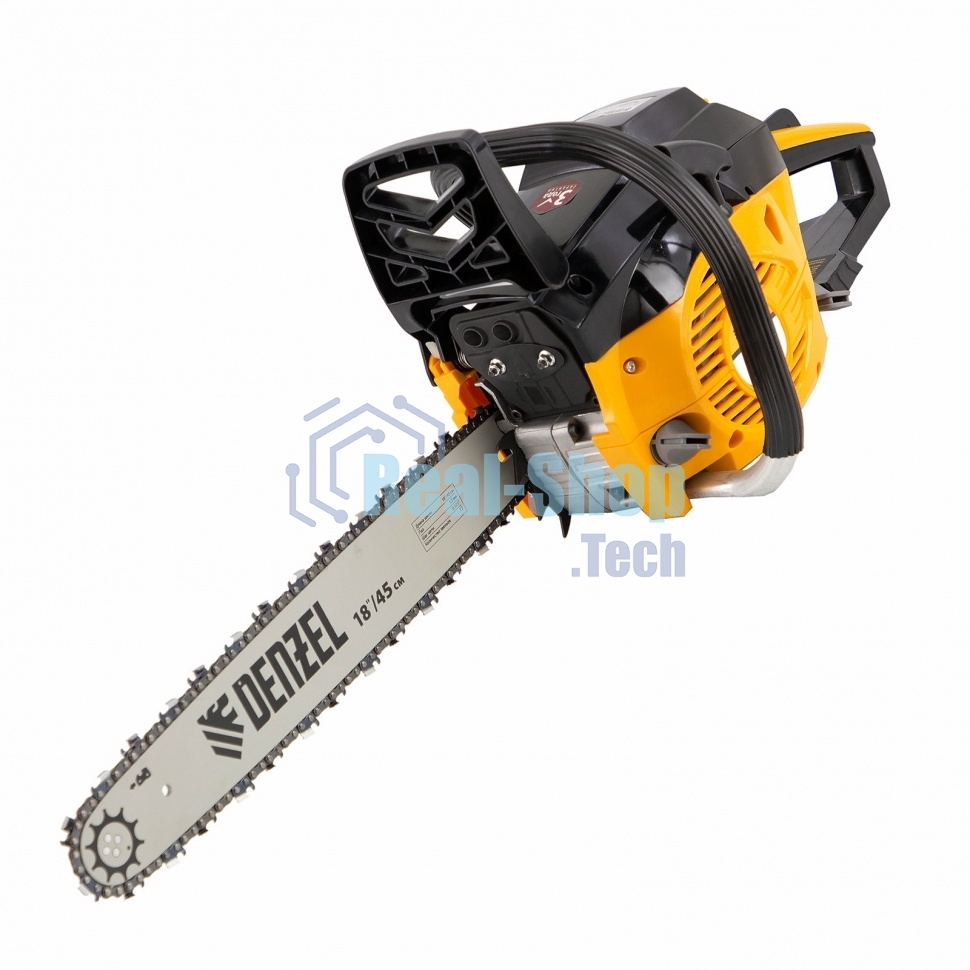 Пила цепная бензиновая Denzel DGS-5218, шина 45 см, 52см3, 3,5 л.с., шаг 0,325, паз 1,5 мм,