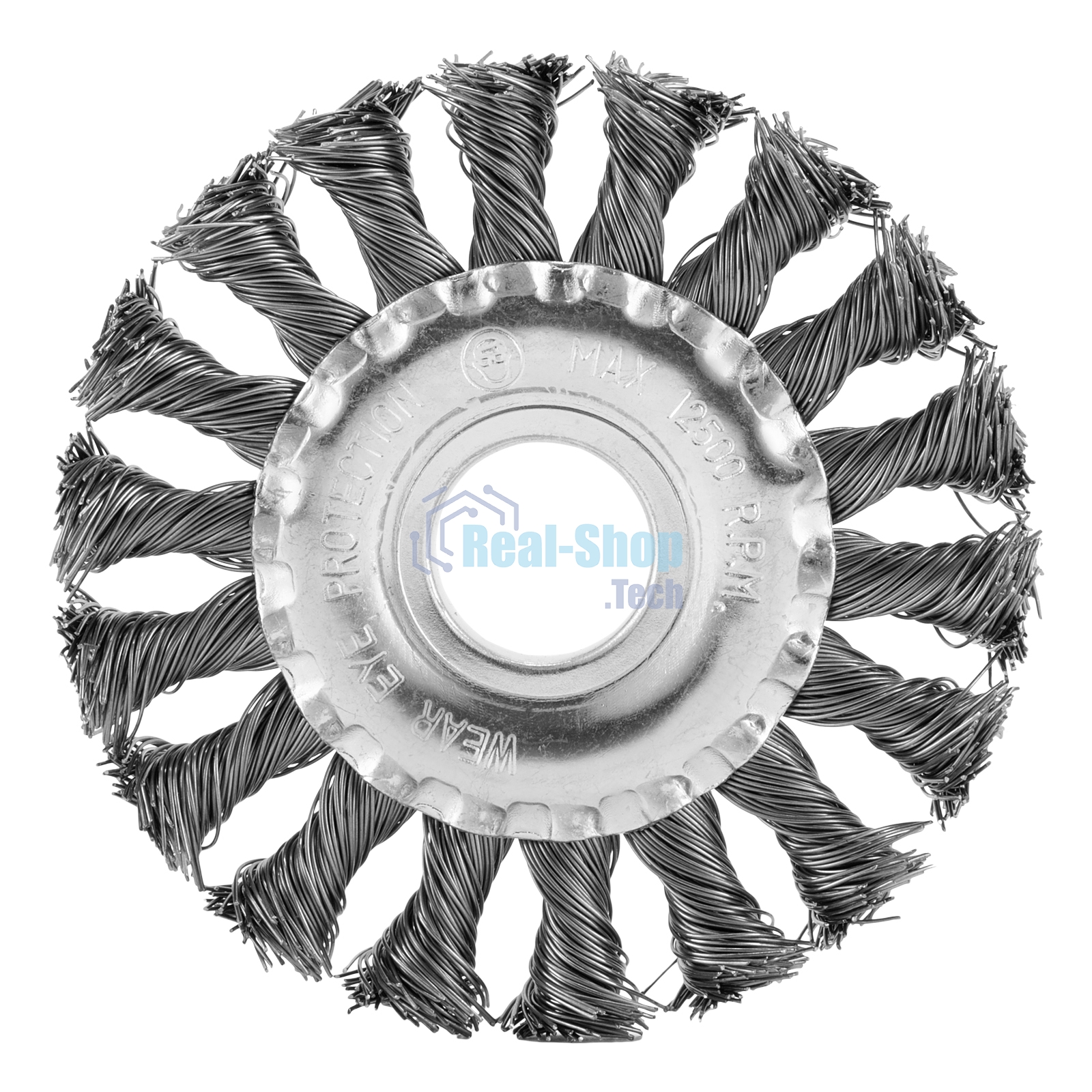 Щетка для УШМ Сибртех 100 мм, посадка 22,2 мм, Плоская, крученая проволока 0,5 мм