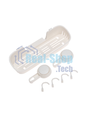 Полка для ванной и кухни HALSA HLS-F-107W с крючками на вакуумной присоске