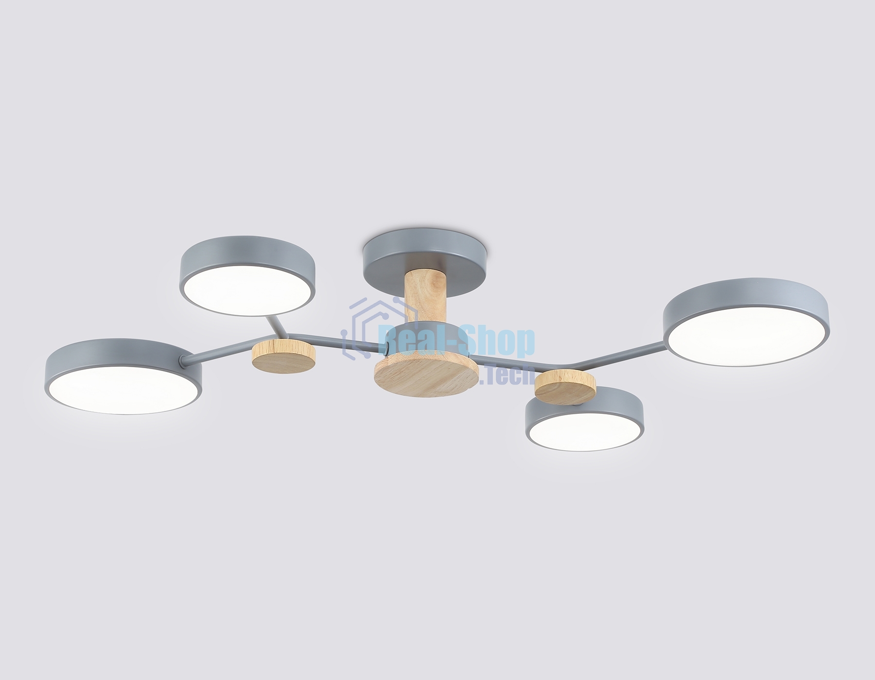 Светильник Ambrella light FL4859/4 GR/WD серый/дерево 60W 3000-6000K 700*400*120 (без ПДУ)
