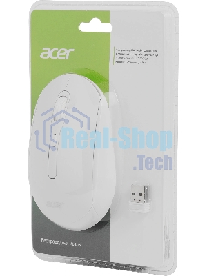 Мышь беспроводная Acer OMR308 белый, 1600 dpi, радиоканал, Bluetooth, USB, кнопки - 4