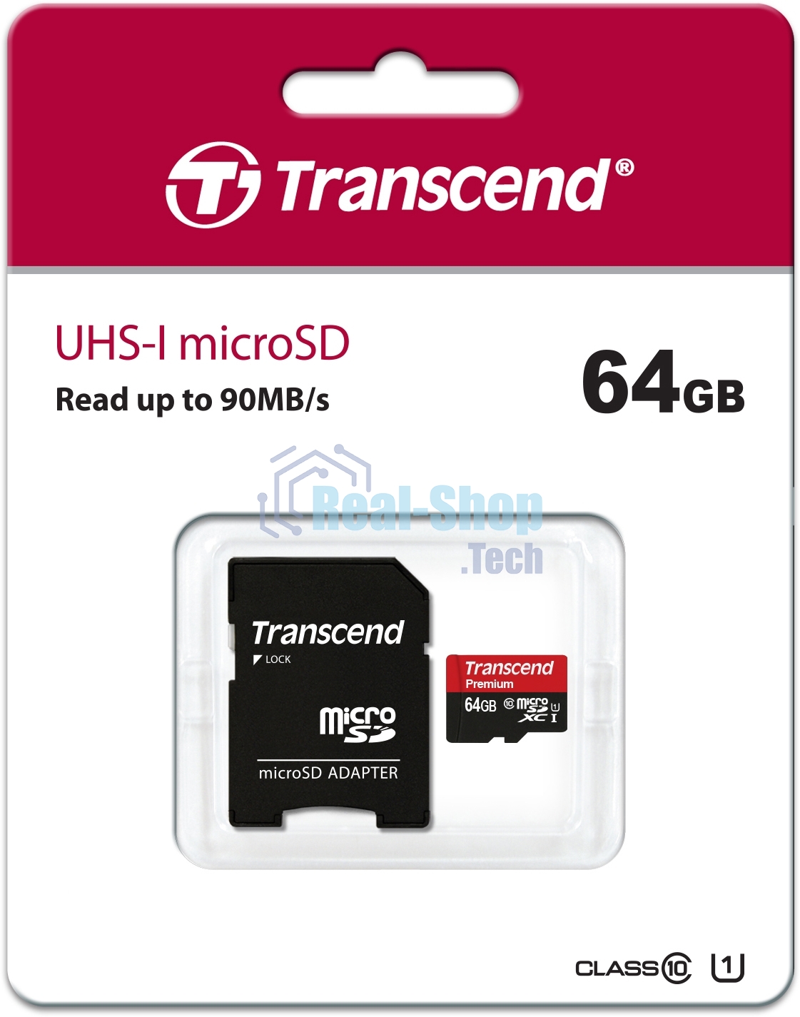 Флеш карта microSDXC 64Gb Class10 Transcend TS64GUSDU1 + adapter