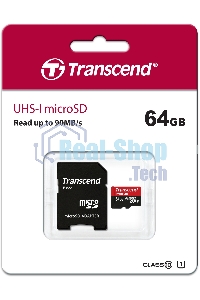 Флеш карта microSDXC 64Gb Class10 Transcend TS64GUSDU1 + adapter