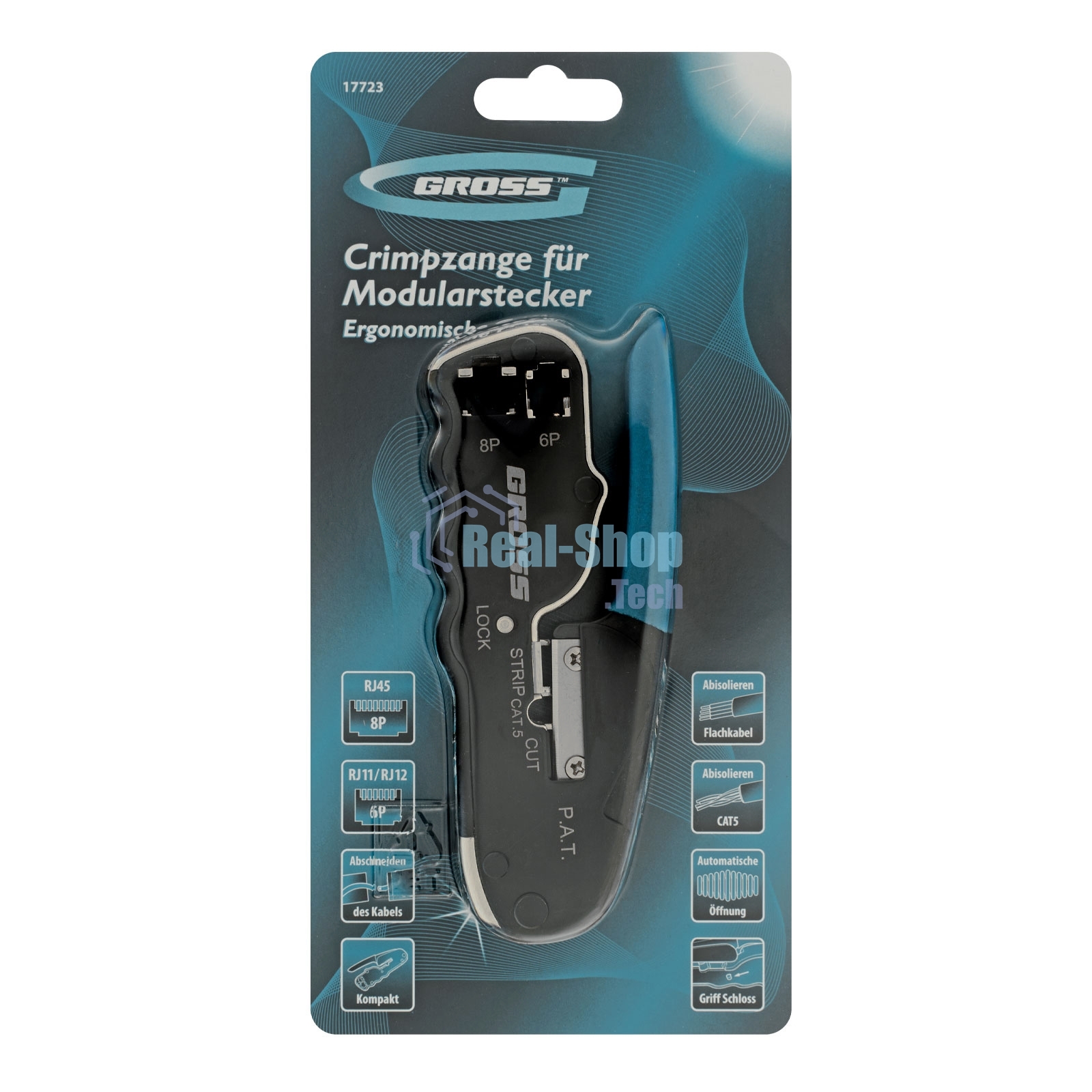 Клещи для обжима телефонных и компьютерных клемм Gross RJ45, 8P и RJ11/12, 6P, компакт., CAT5