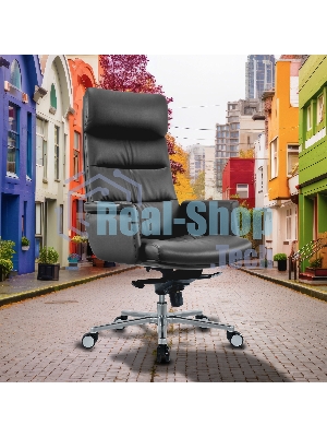 Кресло Cactus CS-LBK-AMSTERDAM черный, кожа, 120 кг, подголовник, механизм качания