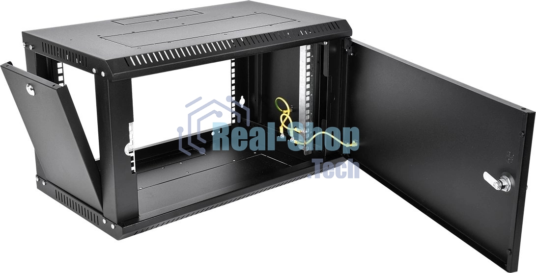 Шкаф телекоммуникационный настенный разборный ЦМО ЭКОНОМ 9U (600 x 520) дверь металл, черный (ШРН-Э-9.500.1-9005)