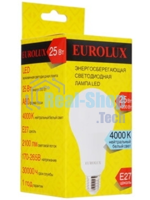 Лампа светодиодная EUROLUX LL-E-A80-25W-230-4K-E27 груша