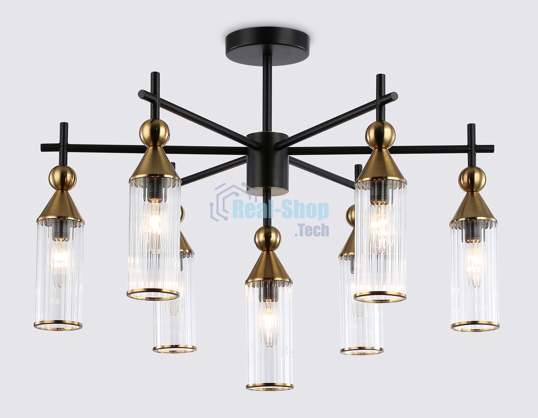 Люстра Ambrella light LH55257/7 BK/BS/CL черный/латунь/прозрачный E14*7 max 40W D640*520