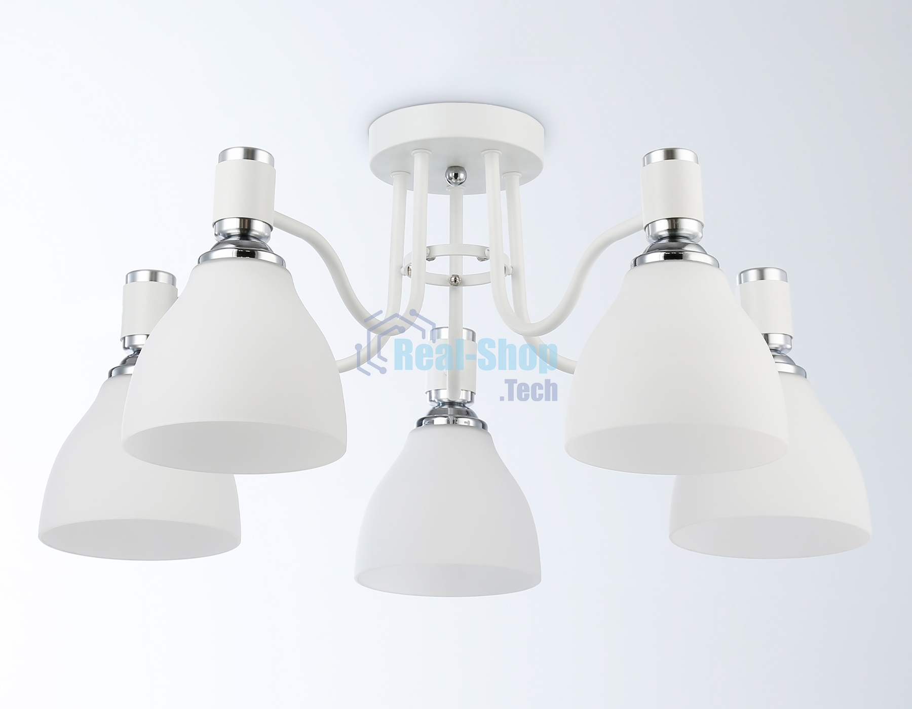 Светильник Ambrella light TR303305/5 WH/CH/FR белый/хром/белый матовый E27*5 max 60W D600*270