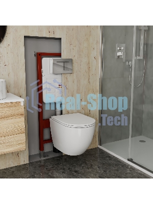 Комплект BAU 6 в 1: усиленная инсталляция BAU IDEAL, унитаз подвесной безободковый вихревой Bau Dream Hurricane3, сиденье дюропласт микролифт, клавиша BAU Light антивандальная, нерж. сталь хром