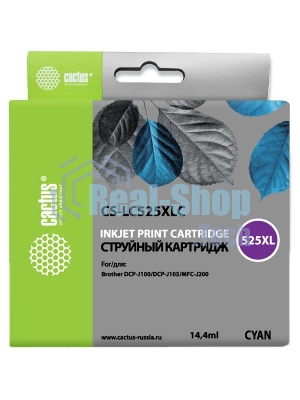 Картридж струйный Cactus CS-LC525XLC голубой (14.4 мл) для Brother DCP-J100/J105/J200