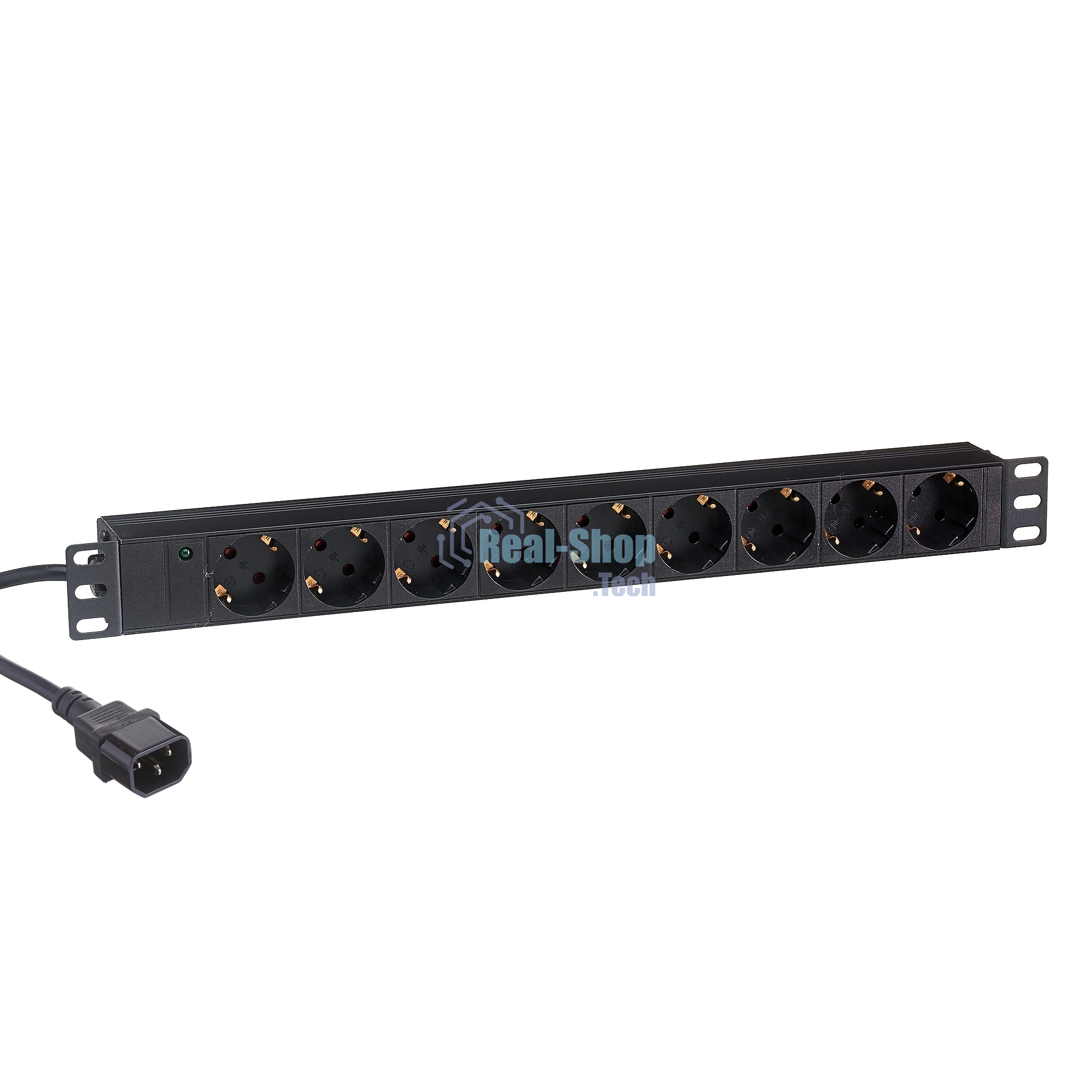 Блок розеток горизонтальный ExeGate ServerPro PDU-19H906 Al-9S-C14-2.5, 19