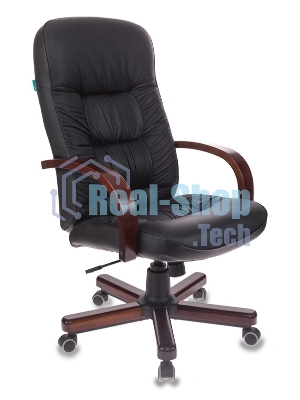 Кресло Бюрократ T-9908/WALNUT черный, кожа