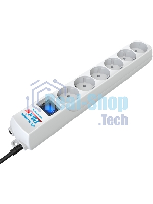Сетевой фильтр Pilot S 3м (6 розеток) белый (коробка)