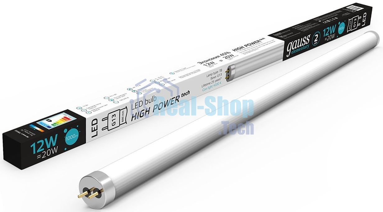 Лампа светодиодная Gauss Elementary T8 12Вт 4000К G13 1000лм 600мм стекло