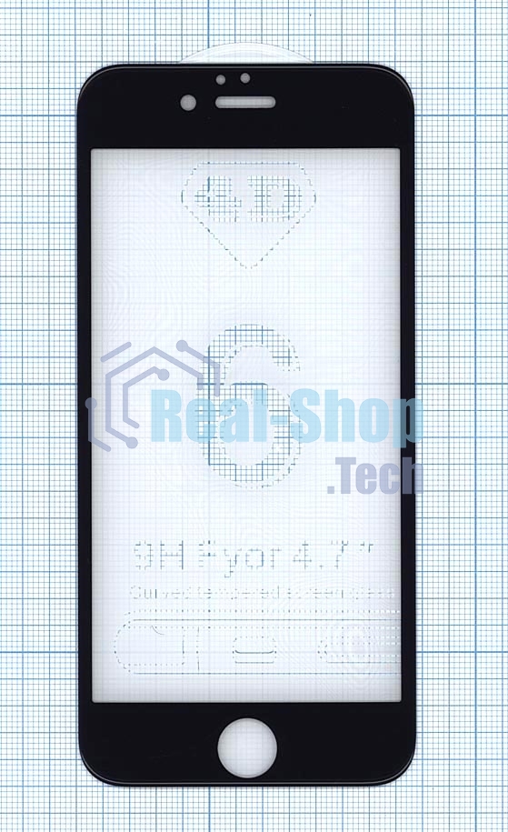 Защитное стекло 4D для Apple iPhone 6/6S черный