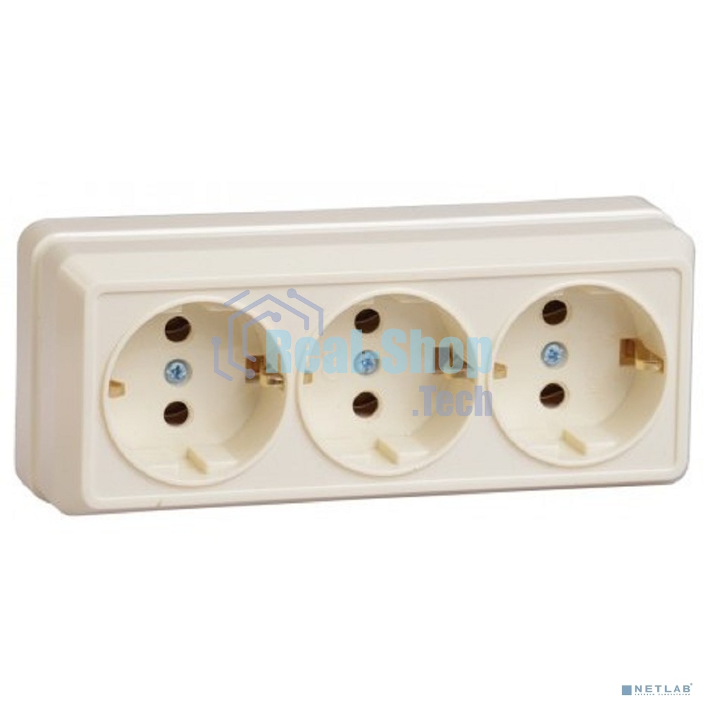 Розетка 3-м ОП Октава 16А РС23-3-ОК с заземл. крем. ИЭК ERO31-K33-16-DC