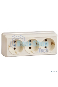 Розетка 3-м ОП Октава 16А РС23-3-ОК с заземл. крем. ИЭК ERO31-K33-16-DC