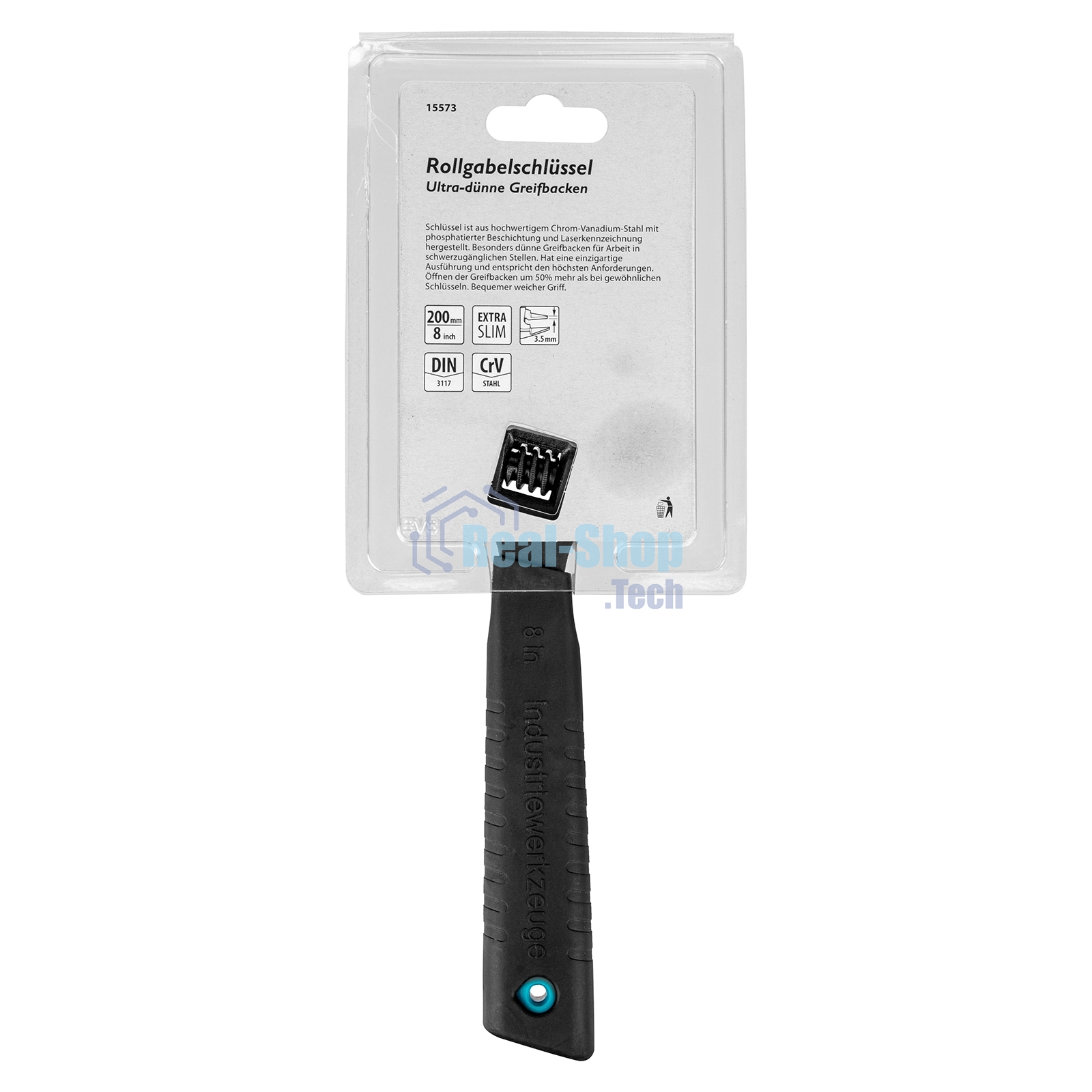 Ключ разводной Gross 15573 200 мм, CrV, ультратонкие губки