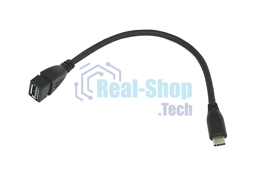 Переходник Type-C на USB 3.0 OTG кабель 25см черный