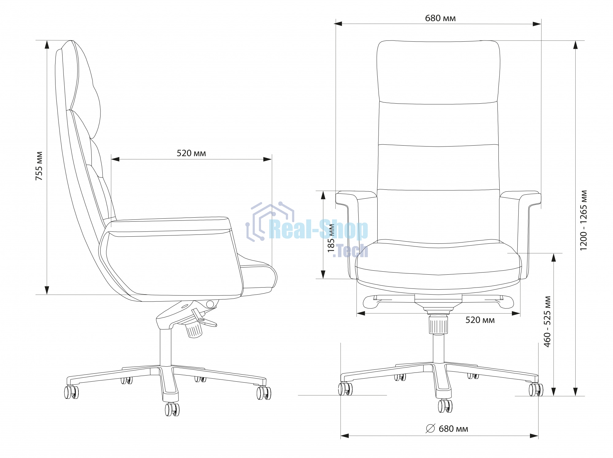 Кресло руководителя Cactus CS-LBK-AMSTERDAM кожа, крестов. алюминий