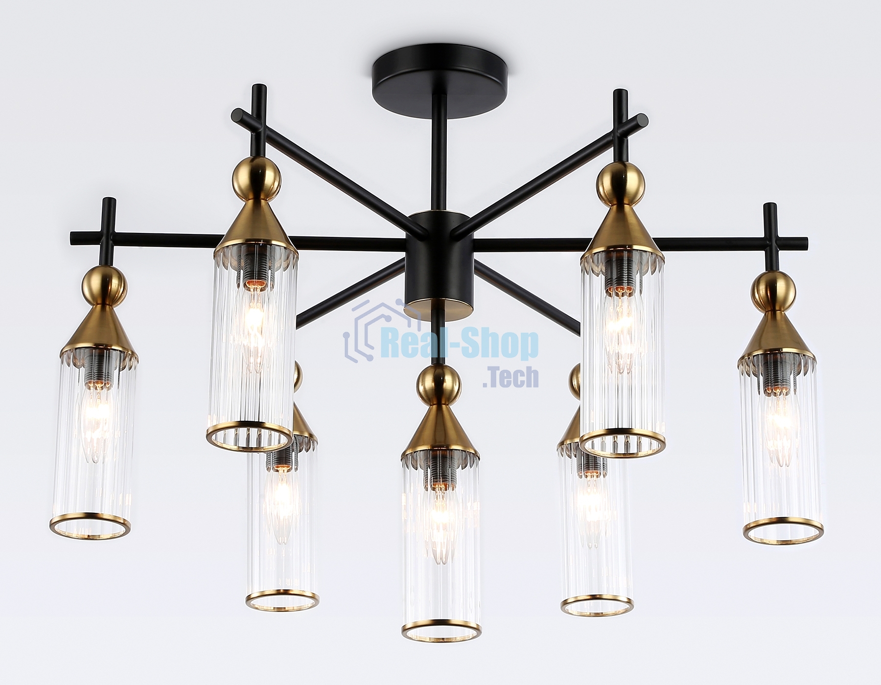 Люстра Ambrella light LH55257/7 BK/BS/CL черный/латунь/прозрачный E14*7 max 40W D640*520