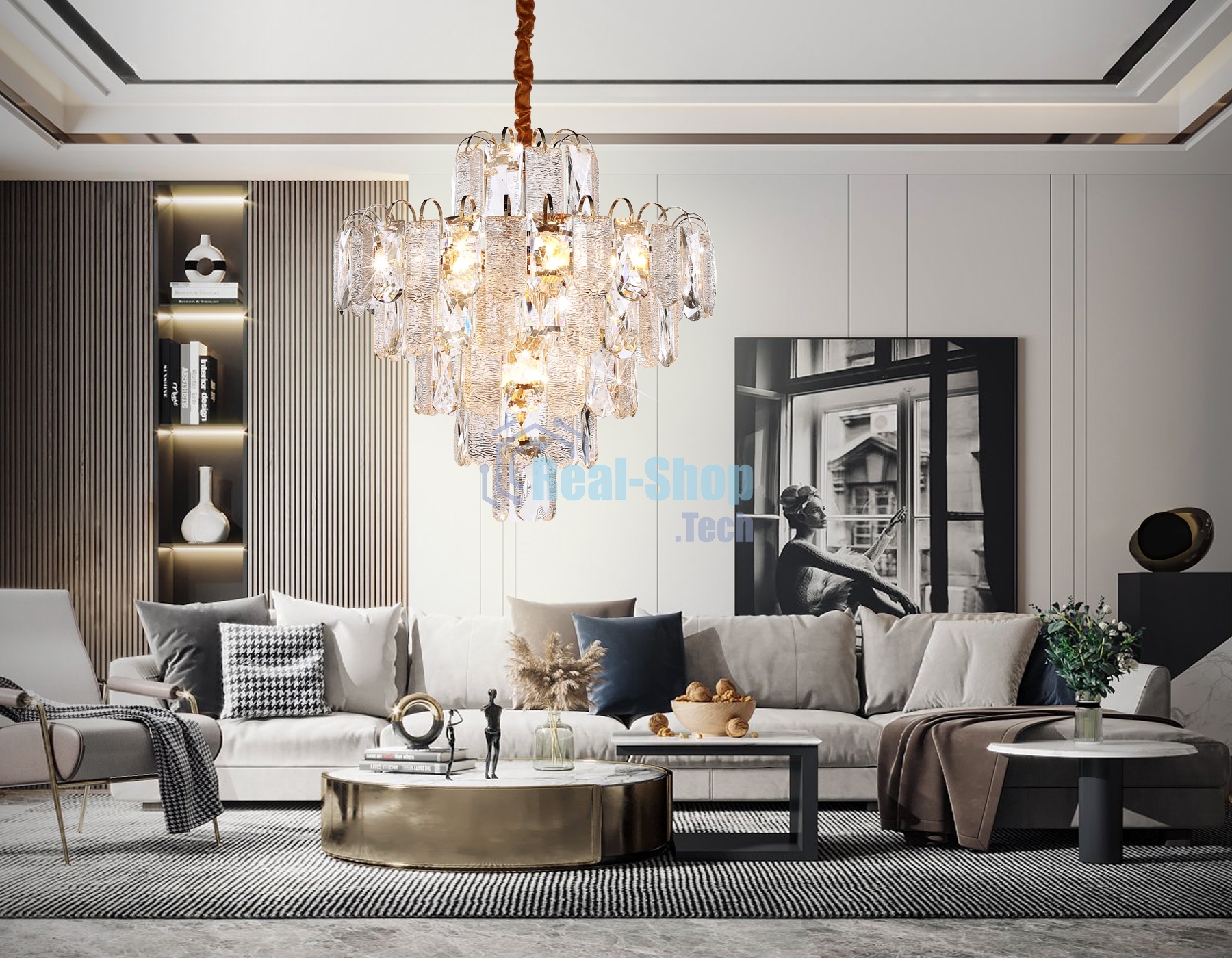 Светильник Ambrella light TR5233/12 SGD/CL/FR золото/прозрачный/белый матовый E27*12 max 40W D600*610