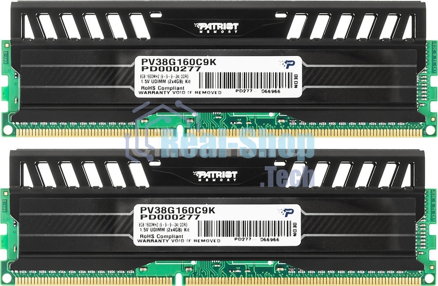 Оперативная память Patriot Viper 3, DDR3, 8GB (2x4 GB), 1600 MHz, CL9, DIMM, радиатор, черный
