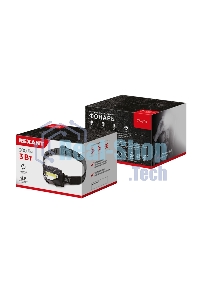 Фонарь налобный Rexant поворотный СОВ + зеркальный рефлектор, 3 Вт, 3 х ААА