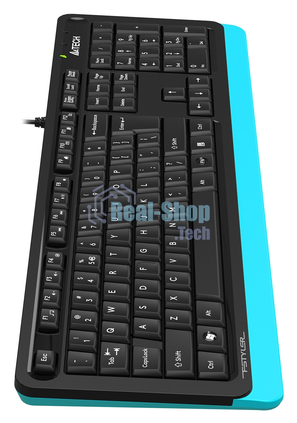 Клавиатура проводная A4Tech Fstyler FKS10, USB, черный/синий