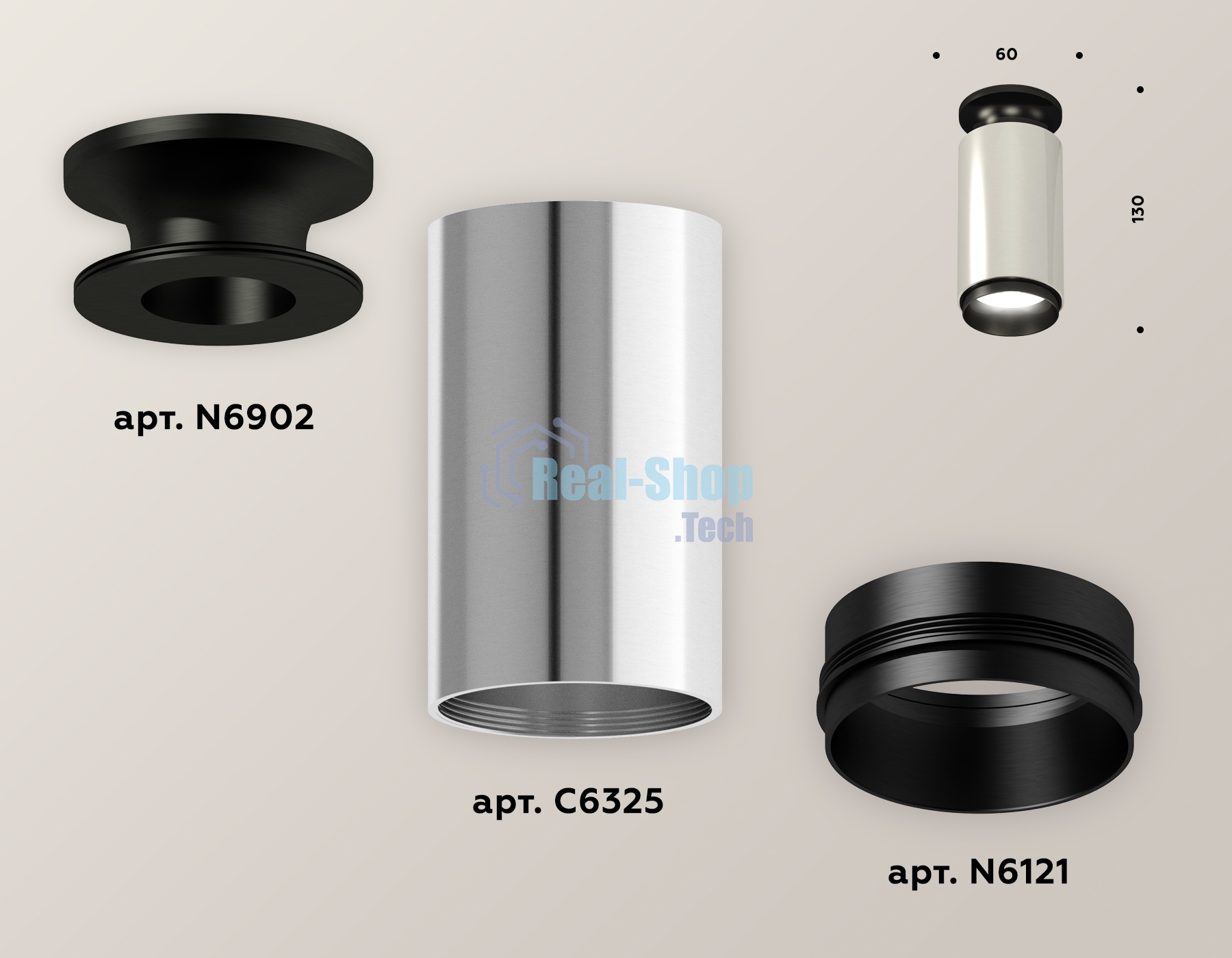 Светильник Ambrella Light XS6325100 PSL/PBK серебро полированное/черный полированный MR16 GU5.3 (N6902, C6325, N6121)