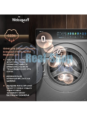 Стиральная машина Weissgauff WM 58411 Direct Drive Inverter Premium Steam Grey серая, загрузка фронтальная 11кг, 1400 об/мин., класс: A+++