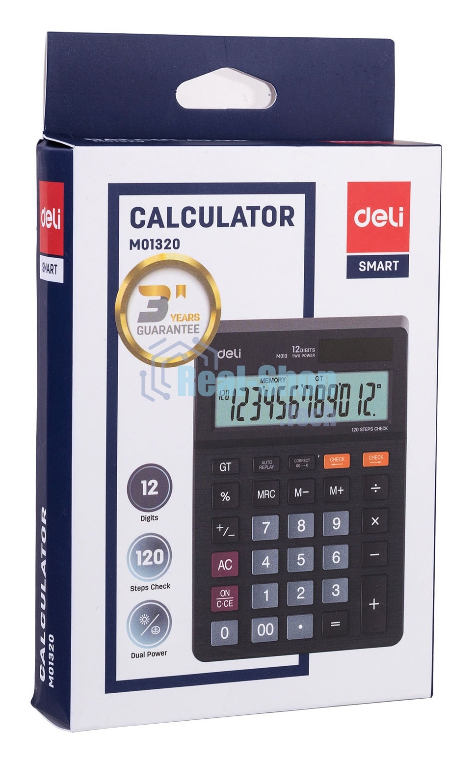 Калькулятор настольный Deli EM01320 черный 12-разр.
