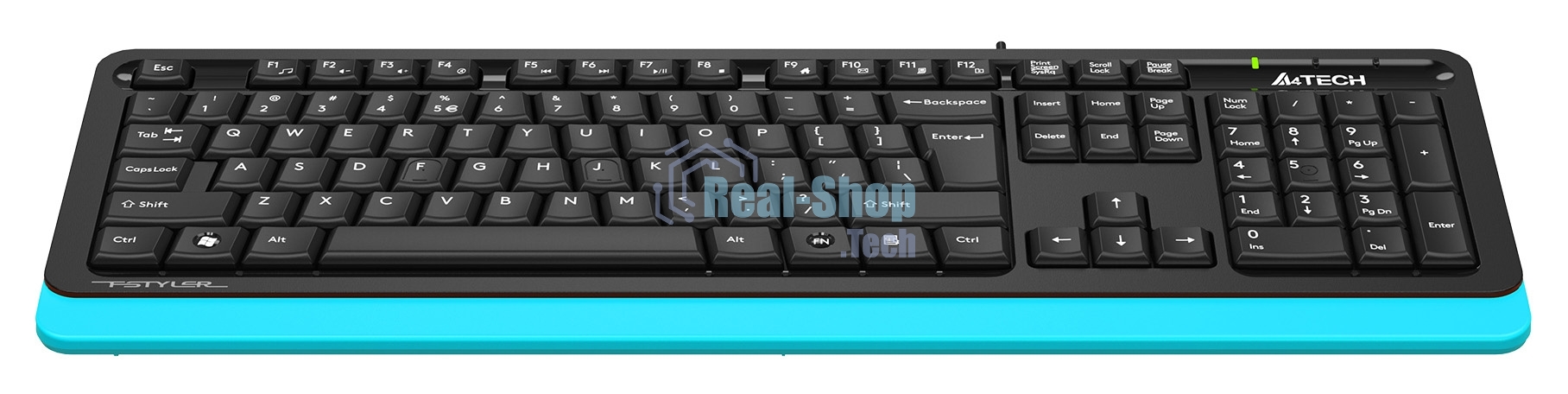 Клавиатура проводная A4Tech Fstyler FKS10, USB, черный/синий