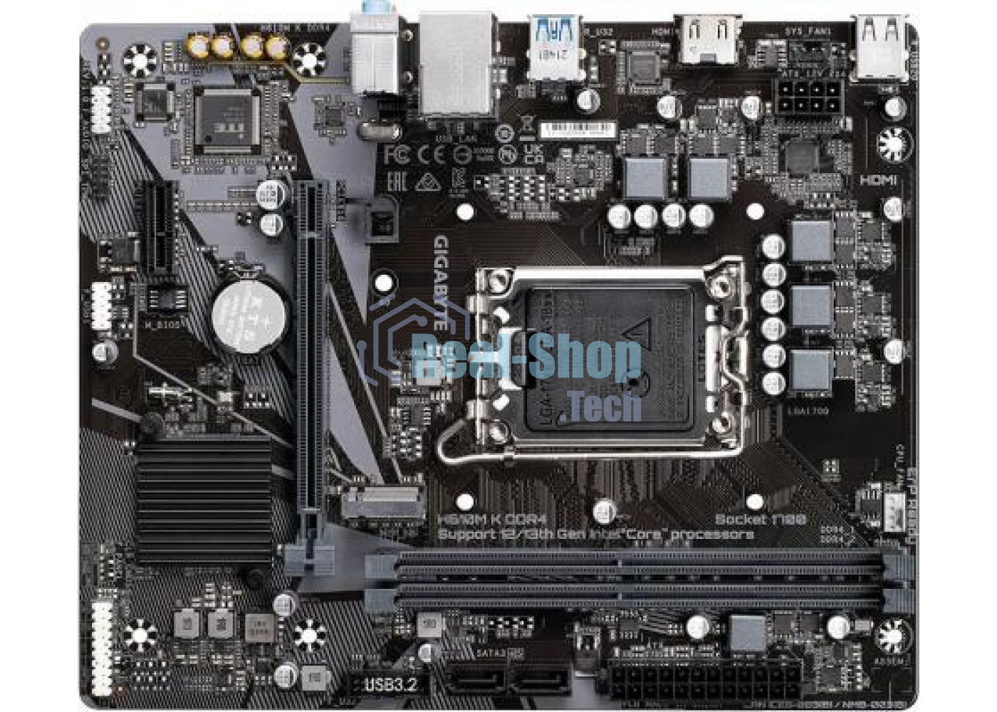 Материнская плата Gigabyte H610M K DDR4 V2.0, LGA 1700, Intel H610, 2xDDR4, 2xSATA, 1xM.2, 1xPCIe 4.0 x16, 1xPCIe x1, 1xHDMI, 1x 1Gb LAN, 2xUSB-A 3.2 Gen 1, 4xUSB-A 2.0, 3x 3.5 мм, 7.1, mATX