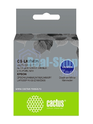 Картридж ленточный Cactus CS-LK5WBN черный шрифт, белый фон (18 мм, 9 м) для Epson LW300/LW400/LW700/LW600P/LW1000P
