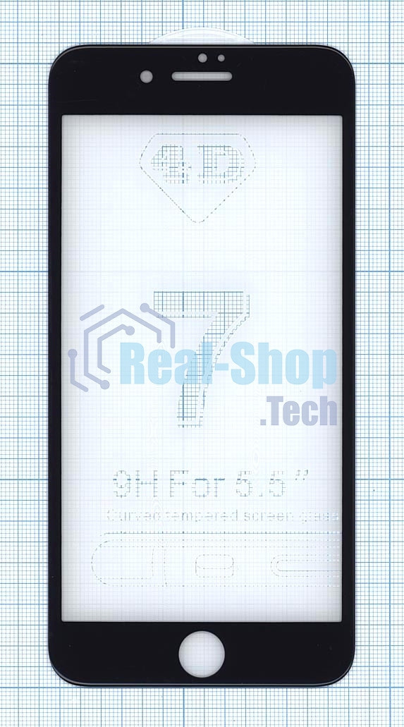 Защитное стекло 4D для Apple iPhone 7/8 Plus черный