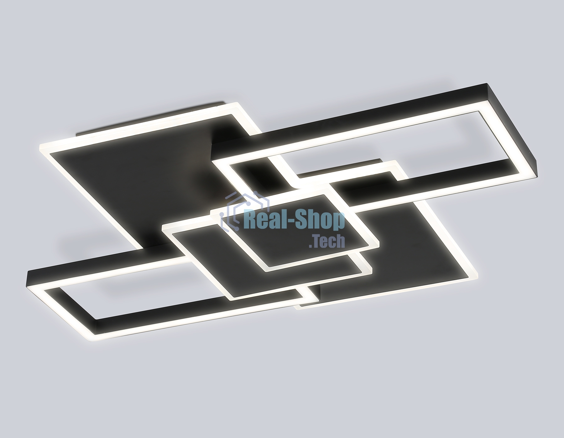 Потолочный светодиодный светильник Ambrella light FA1032/5 BK черный 95W 3000K-6400K 705*500*95 (ПДУ ИК)