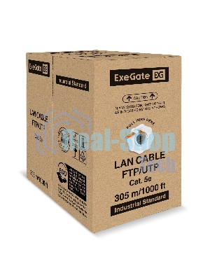 Кабель ExeGate FUTP4-C5e-CCA-S24-IN-LSZH-OR-305 FTP 4 пары кат.5e CCA, 0.51мм (24AWG), экран, 305м, оранжевый, LSZH