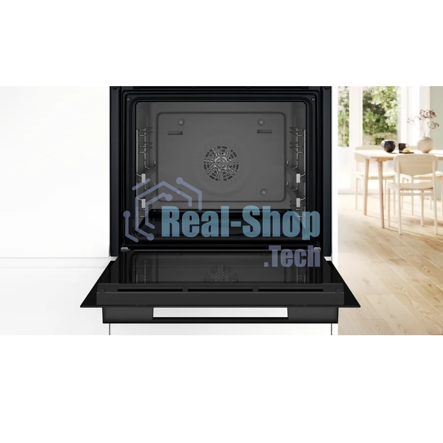 Духовой шкаф электрический Bosch HJG852YT0T Serie 6, 60 см, 66 л, черный матовый,сенсорное управление, 8 режимов+AutoPilot 30(30 автоматических программ), LCD-дисплей, галогенное освещение, самоочистка EcoClean,Soft Open and Soft Close door,телескопические направляющие на 2 уровнях