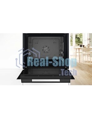 Духовой шкаф электрический Bosch HJG852YT0T Serie 6, 60 см, 66 л, черный матовый,сенсорное управление, 8 режимов+AutoPilot 30(30 автоматических программ), LCD-дисплей, галогенное освещение, самоочистка EcoClean,Soft Open and Soft Close door,телескопические направляющие на 2 уровнях