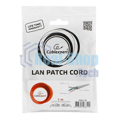 Патч-корд UTP Cablexpert PP6U-1M cat.6, 1м, литой, многожильный, серый