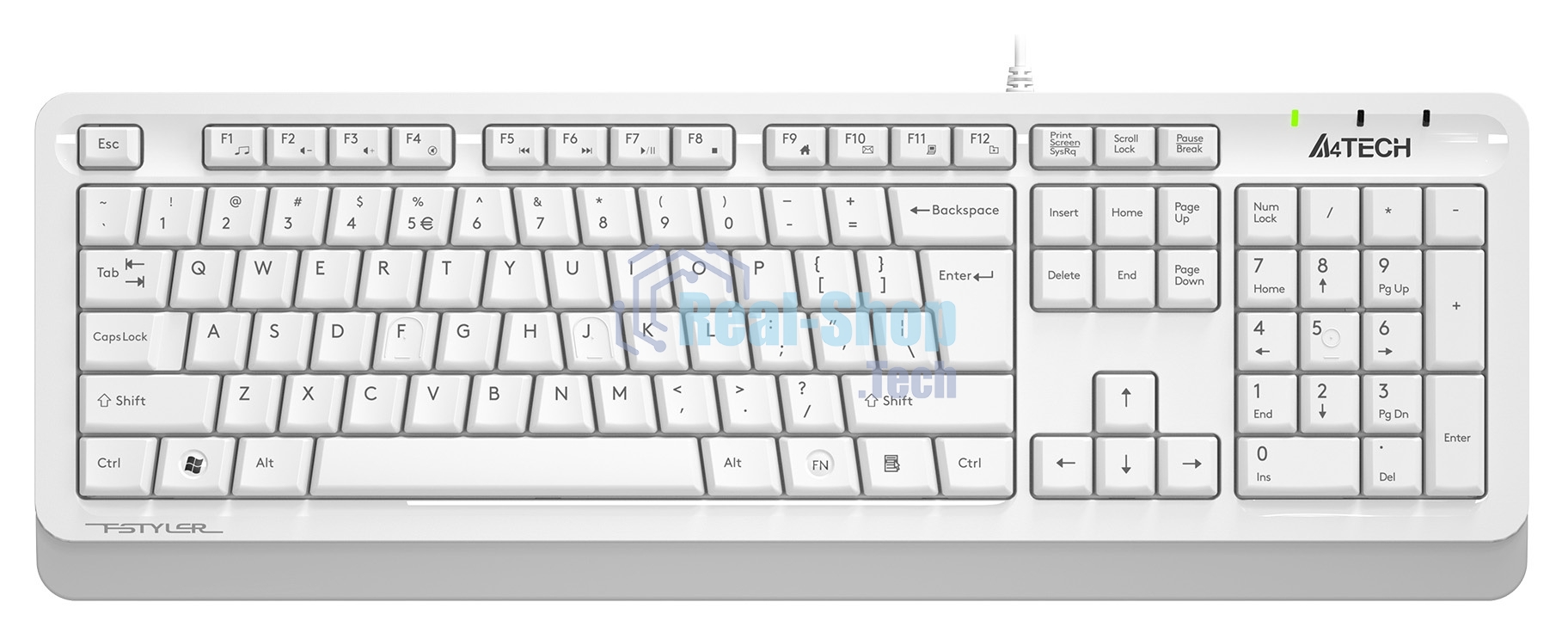 Клавиатура проводная A4Tech Fstyler FKS10, USB, белый/серый