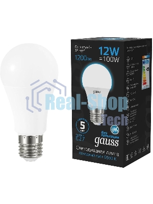 Лампа светодиодная Gauss 102502312 12Вт цок.: E27 груша 220B 6500K св. свеч. бел. хол. (упак.: 10 шт)