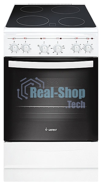 Плита электрическая Gefest 5160-01 0033 белый, конфорок 4 электрических, духовка 55 л, 50 см x 85 см x 58.5 см
