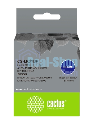 Картридж ленточный Cactus CS-LK5YBP черный, 18мм, 9м для Epson LW400/LW700/LW600P/LW1000P/K400/Z700/Z900