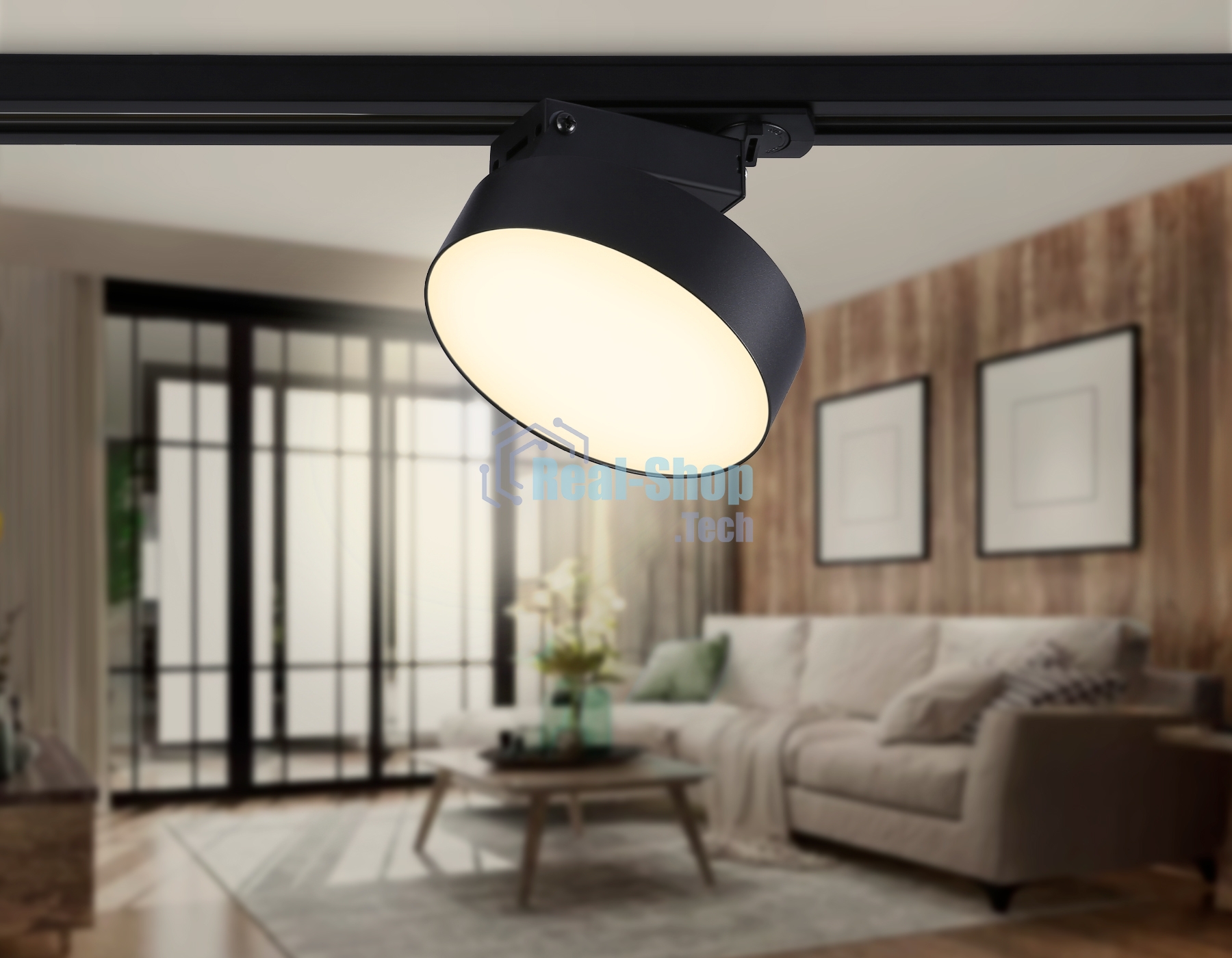 Трековый однофазный светодиодный светильник Ambrella light GL6839 BK черный LED 15W 3000K D115*80