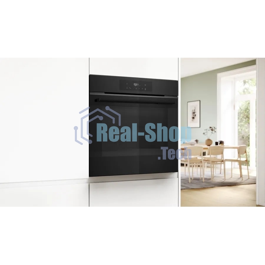 Духовой шкаф электрический Bosch HJG852YT0T Serie 6, 60 см, 66 л, черный матовый,сенсорное управление, 8 режимов+AutoPilot 30(30 автоматических программ), LCD-дисплей, галогенное освещение, самоочистка EcoClean,Soft Open and Soft Close door,телескопические направляющие на 2 уровнях