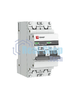 Выключатель автоматический модульный 2п C 25А 4.5кА ВА 47-63 PROxima EKF mcb4763-2-25C-pro
