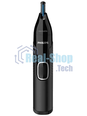 Триммер Philips для носа и ушей, черный, корпус - пластик, 3 насадки-гребня, насадка - триммер, щеточка для очистки, мягкий чехол, батарейка